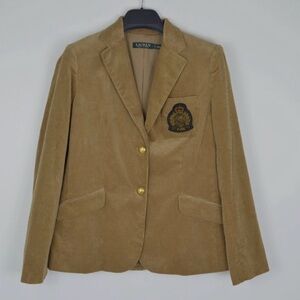 Ralph Lauren Corduroy Crest Patch Bullion Equestrian Riding Blazer 10